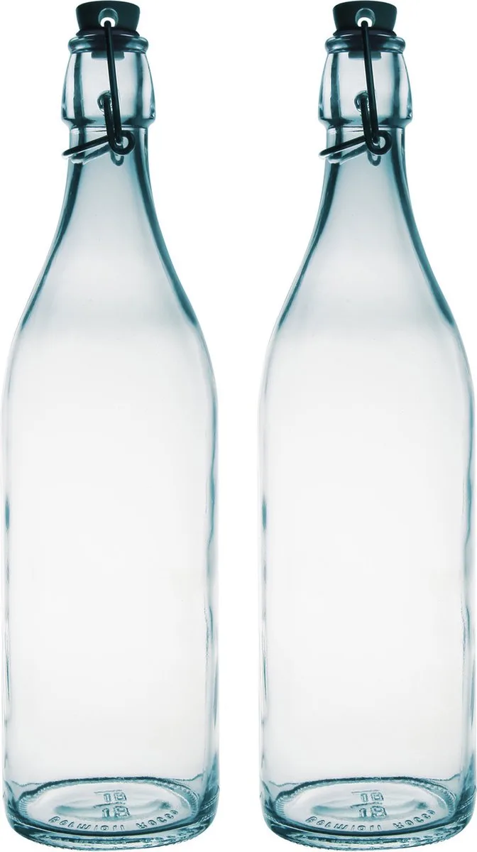 beugelfles/weckfles - 4x - glas - 1 liter - Waterflessen/Karaffen de Bormioli Rocco en Transparent – photo produit