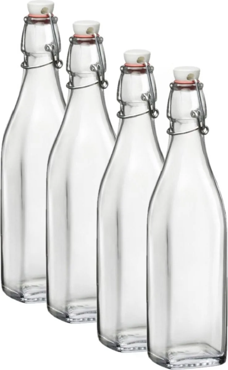beugelfles/weckfles - 6x - 500 ml - vierkant - transparent - water/olie/azijn/spapen - Karaffen van Bormioli Rocco in Transparant – productfoto