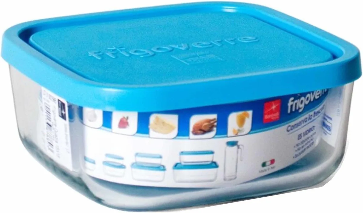 Bewaarbakje/vershoudbakje Vigo - glas - vierkant - met deksel - 2 liter - meal prep de Bormioli Rocco en Transparent – photo produit