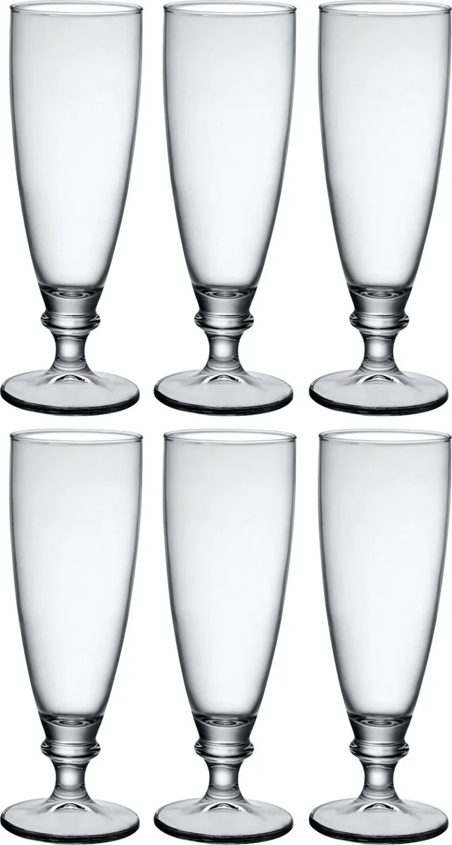 Bierglazen Harmonia - 6x stuks - op voet - 275 ml - luxe drinkglazen de Bormioli Rocco en Transparent – photo produit