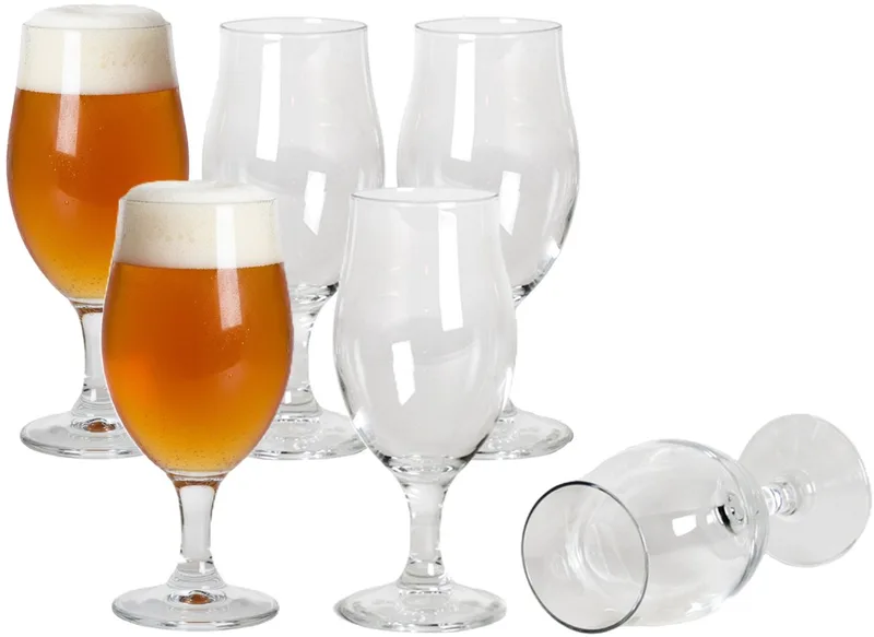 Bierglazen Speciaalbier op voet - 520 ml - 20 cm - 12x stuks - Hoge luxe glazen de Bormioli Rocco en Transparent – photo produit