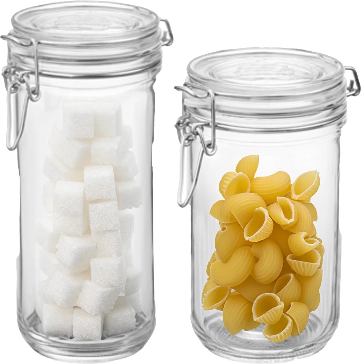 Bormiolo Rocco Set van 2 weckpotten - glas - 1 L en 0,75 L van Bormioli Rocco in Transparant – productfoto