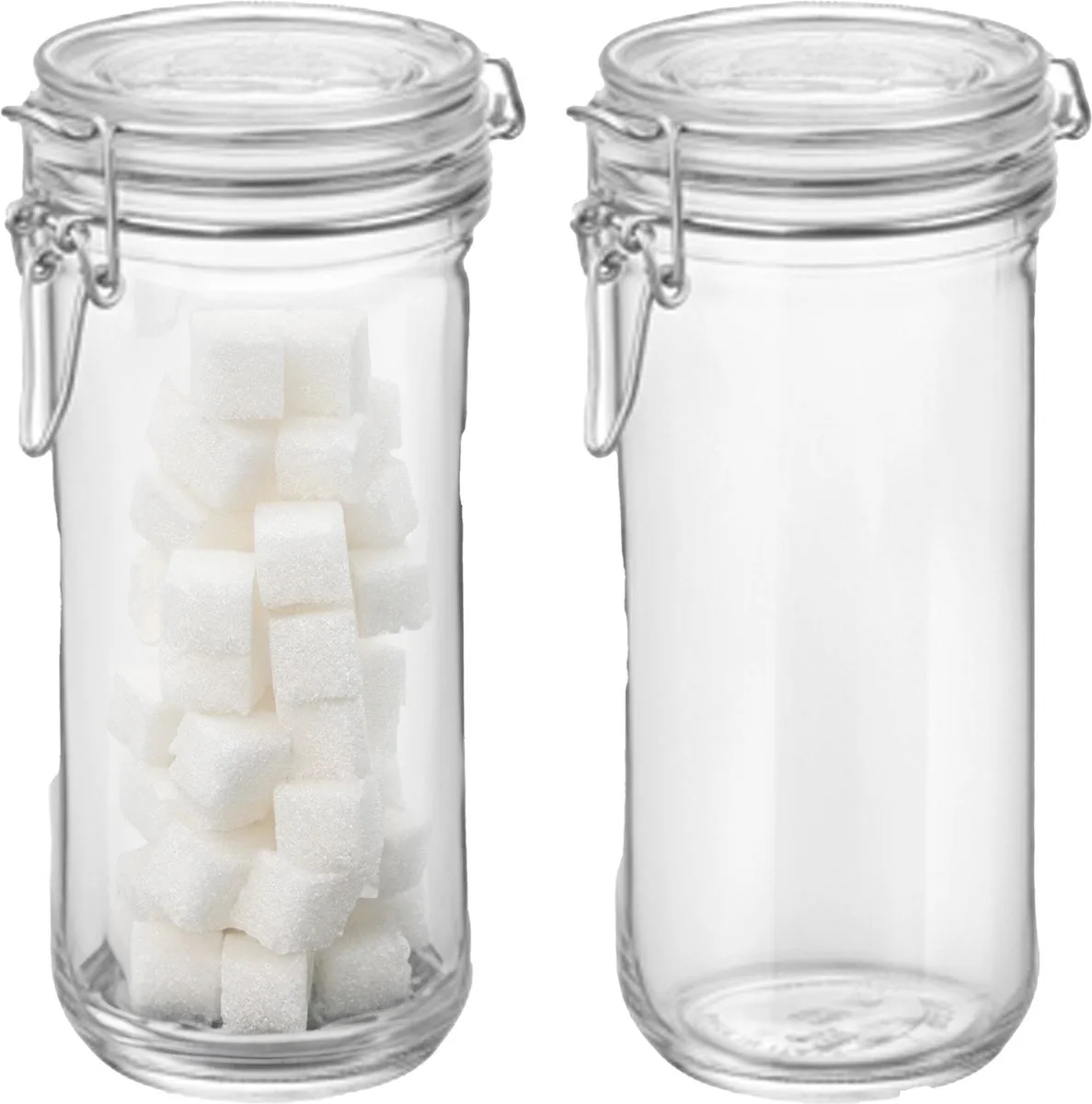 Bormiolo Rocco Set van 2 weckpotten - glas - 1 L van Bormioli Rocco in Transparant – productfoto
