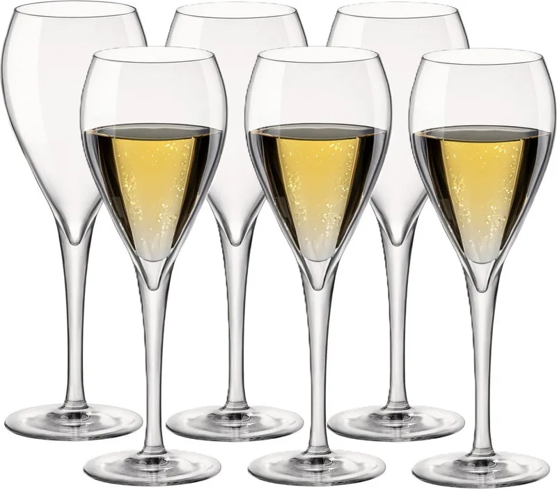 Champagneglazen - 12x stuks - glas - 150 ml - luxe flutes op voet von Bormioli Rocco in Transparent – Produktfoto