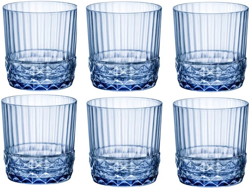 Cocktailglazen / Whiskey Glazen / Waterglazen America 20's - Sapphire Blue - 370 ml - 6 stuks fra Bormioli Rocco i Blå – produktbillede