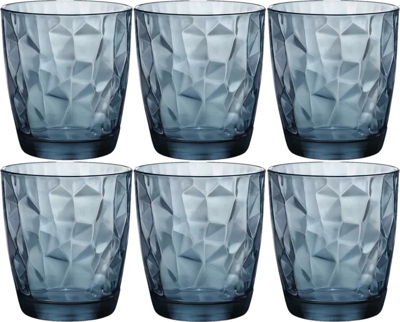 Diamond waterglas - 39 cl - Set-6 by Bormioli Rocco in Blue – product photo
