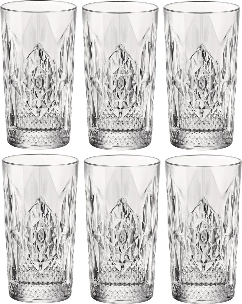 Drinkglazen - 6x stuks - transparant - glas - 490 ml - Glazen / drinkglazen van Bormioli Rocco in Blauw – productfoto