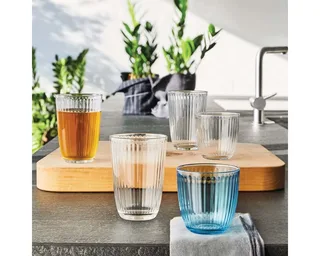 Drinkglazen - 6x - tumbler glas - 290 ml - waterglazen van Bormioli Rocco in Roze – productfoto 3 van 3