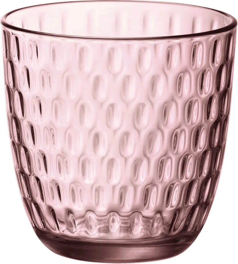 Drinkglazen Drops - waterglazen - transparant - glas - set 12x stuks - 290 ml - gekleurd glas - stapelbaar de Bormioli Rocco en Rose – photo produit