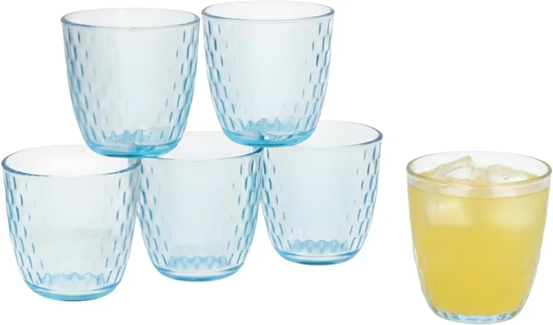 Drinkglazen Drops - waterglazen - transparant - glas - set 6x stuks - 290 ml - gekleurd glas - stapelbaar by Bormioli Rocco in Blue – product photo