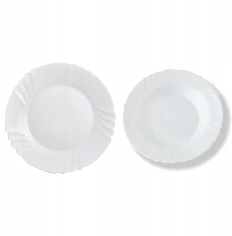 Ebro: 25cm bord & 24cm diepe borden, gehard glas by Bormioli Rocco in White – product photo