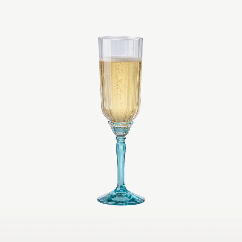 Florian Champagneflutes 21 cl / 210 ml | Set van 6 Stuks | Champagneglazen voor Prosecco en Cava | Glas | Vaatwasserbestendig van Bormioli Rocco in Blauw – productfoto