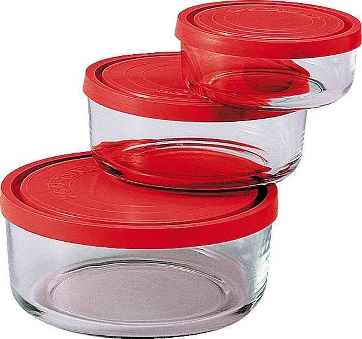 Frigoverre Gelo Vershouddoos - 3-Delig - Glas - Transparant/Rood van Bormioli Rocco in Transparant – productfoto