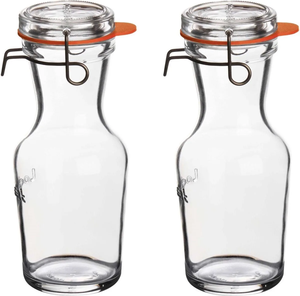 Glazen water karaffen met beugelsluiting dop - 3x - 500 ml - Sapkan/waterkan/schenkkan - Weckflessen/Weckfles van Bormioli Rocco in Transparant – productfoto