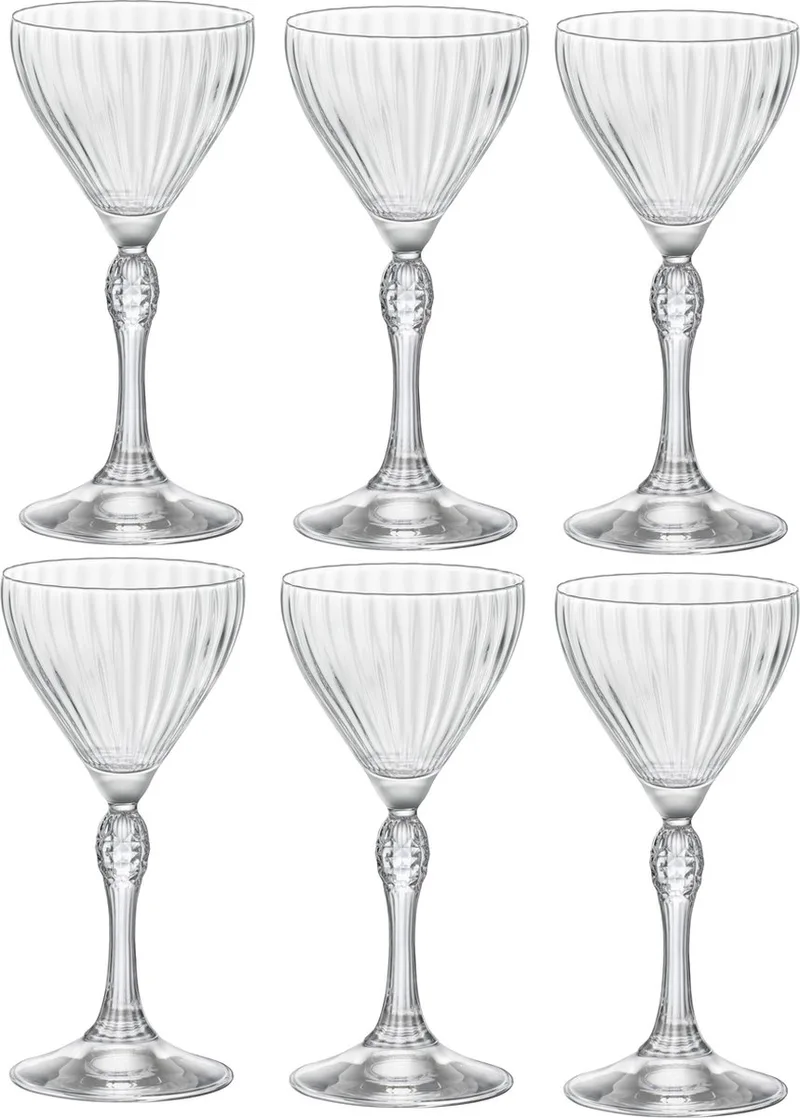 Likeurglazen America 20's - 140 ml - Set van 6 Glazen / Digestiefglazen - Vintage Jaren '20 Design - Kristalhelder Glaswerk - Duurzaam & Vaatwasserbestendig voor Likeuren en Sterke Dranken​ de Bormioli Rocco en Transparent – photo produit