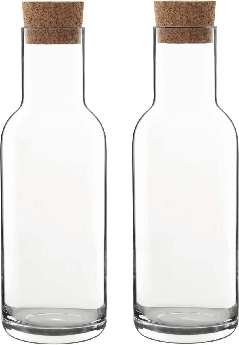 Luigi Bormioli Water karaf Sublime - 4x - kurken dop - 1 liter - Sapkan/waterkan/schenkkan - luchtdicht van Bormioli Rocco in Transparant – productfoto