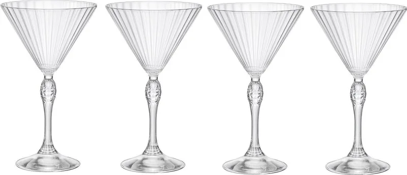 Martini Glazen America 20's - 240 ml - Set van 4 Cocktailglazen / Martiniglazen - Vintage Jaren '20 Design - Kristalhelder Glaswerk - Duurzaam & Vaatwasserbestendig voor Martini's en Cocktails​ de Bormioli Rocco en Transparent – photo produit