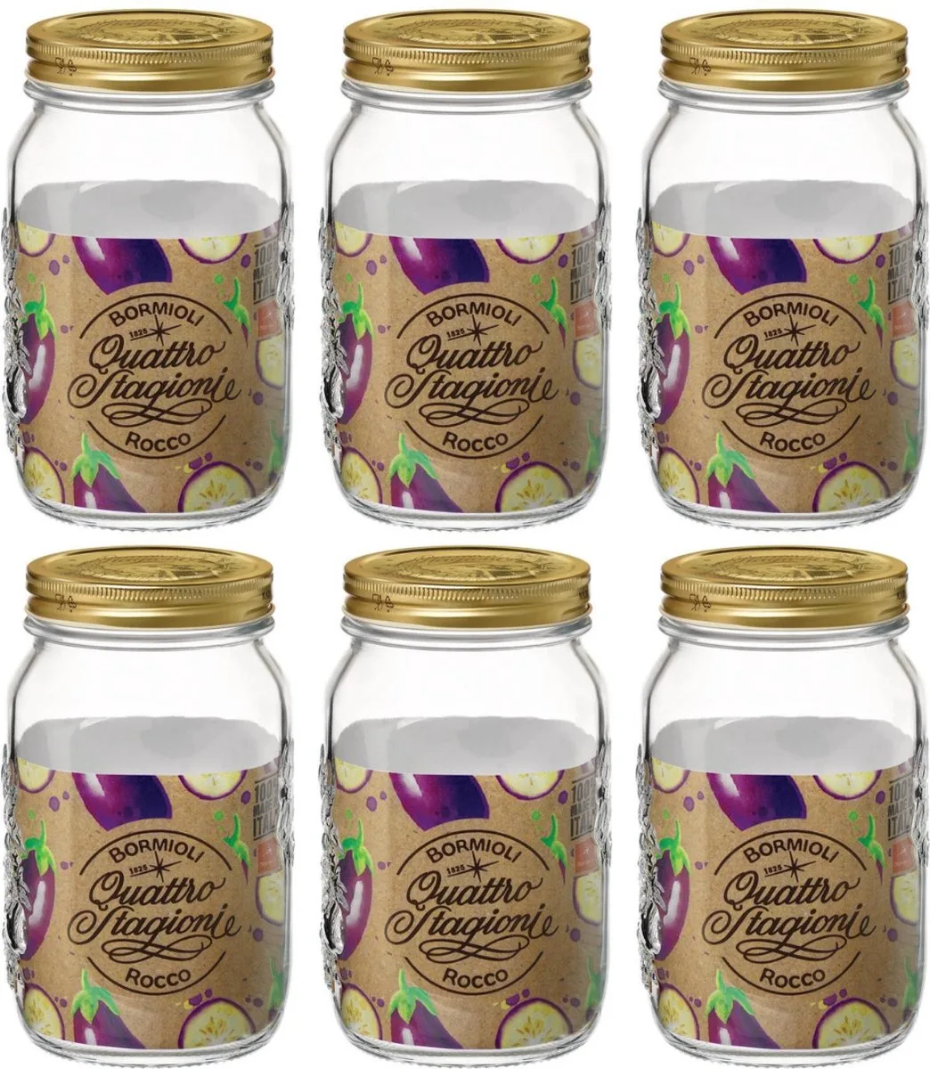 Mason Jar / Weckpotten Quattro Stagioni - ø 11 cm / 1 liter - 6 stuks de Bormioli Rocco en Transparent – photo produit