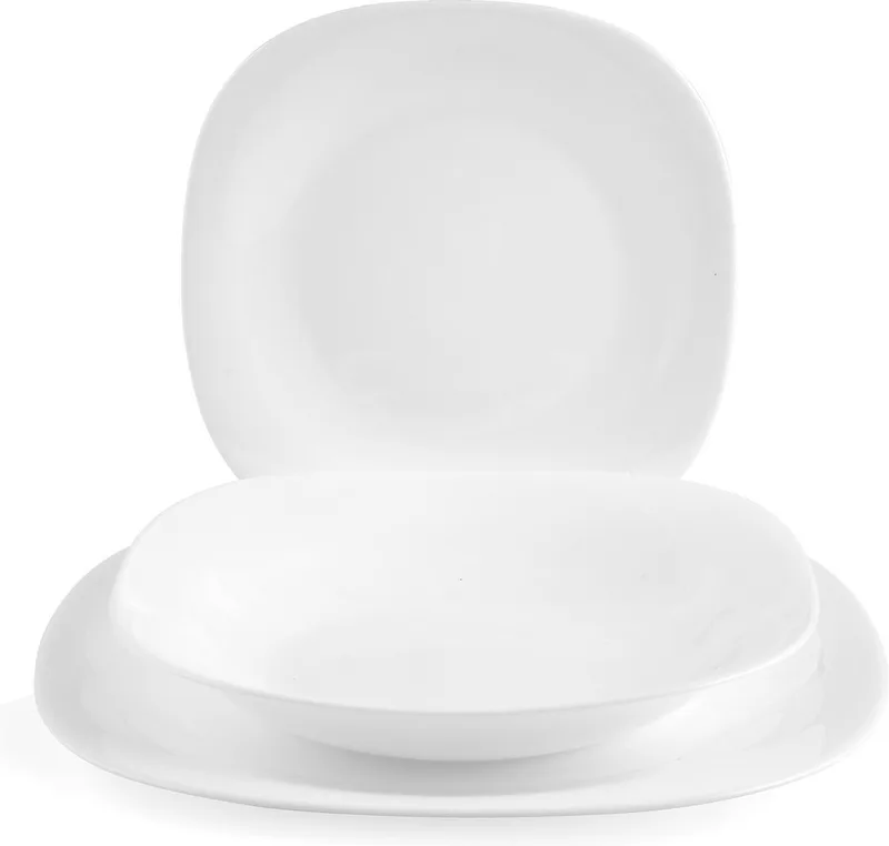 Parma Servies 18 delig met vierkant Gehard glas by Bormioli Rocco in White – product photo