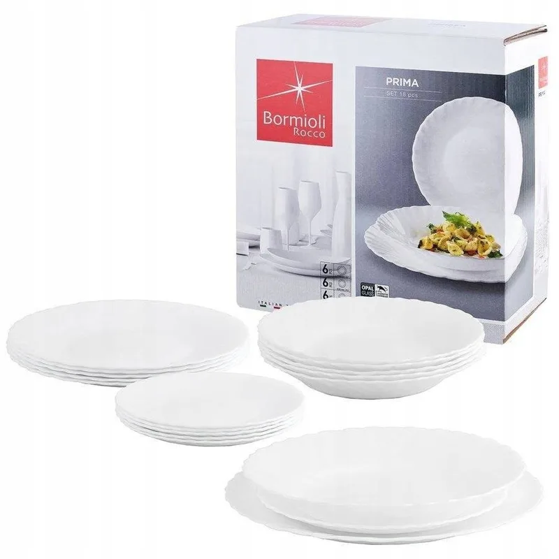 Prima Servies 18 Delen voor 6 Personen - Opaalglas by Bormioli Rocco in White – product photo