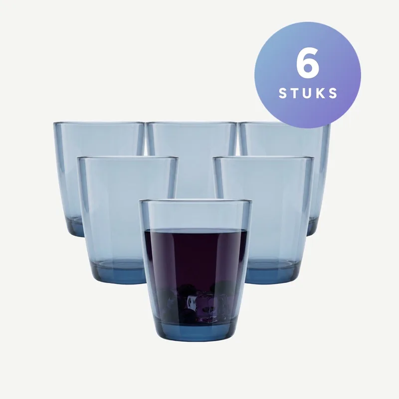 Pulsar Tumblers 30 cl / 300 ml Blauw | Set van 6 Stuks | Drinkglazen voor Water, Sap en Frisdrank | Glas | Vaatwasserbestendig de Bormioli Rocco en Transparent – photo produit