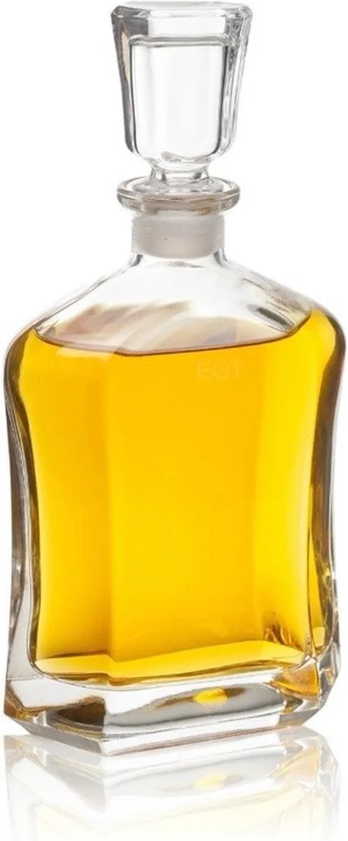 RoccoGlazen whisky/water karaf 700 ml/26 cm kristal - Kristalglas look whiskey fles - Platte whiskykaraf/whiskyfles van glas van Bormioli Rocco in Transparant – productfoto