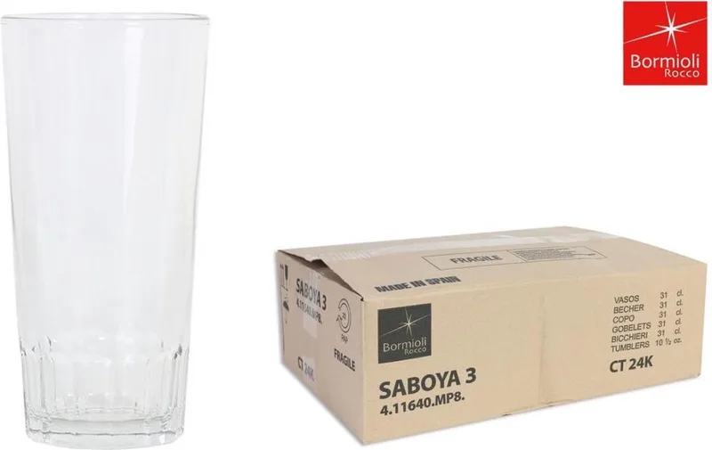 Saboya Bierglazen 31 cl / 310 ml | Set van 24 Stuks | Geschikt voor Pils en Speciaalbier | Glas | Vaatwasserbestendig by Bormioli Rocco in Transparent – product photo