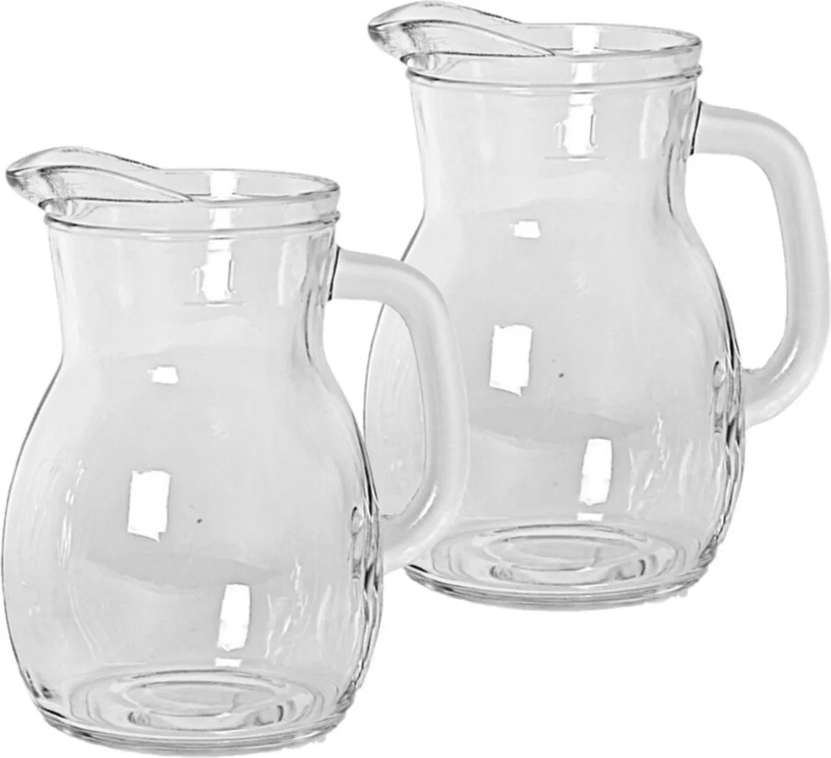 Sapkan/waterkan karaf klein - 2x stuks - 500 ml - glas - schenkkannen - 12 x 10 x 14 cm van Bormioli Rocco in Transparant – productfoto