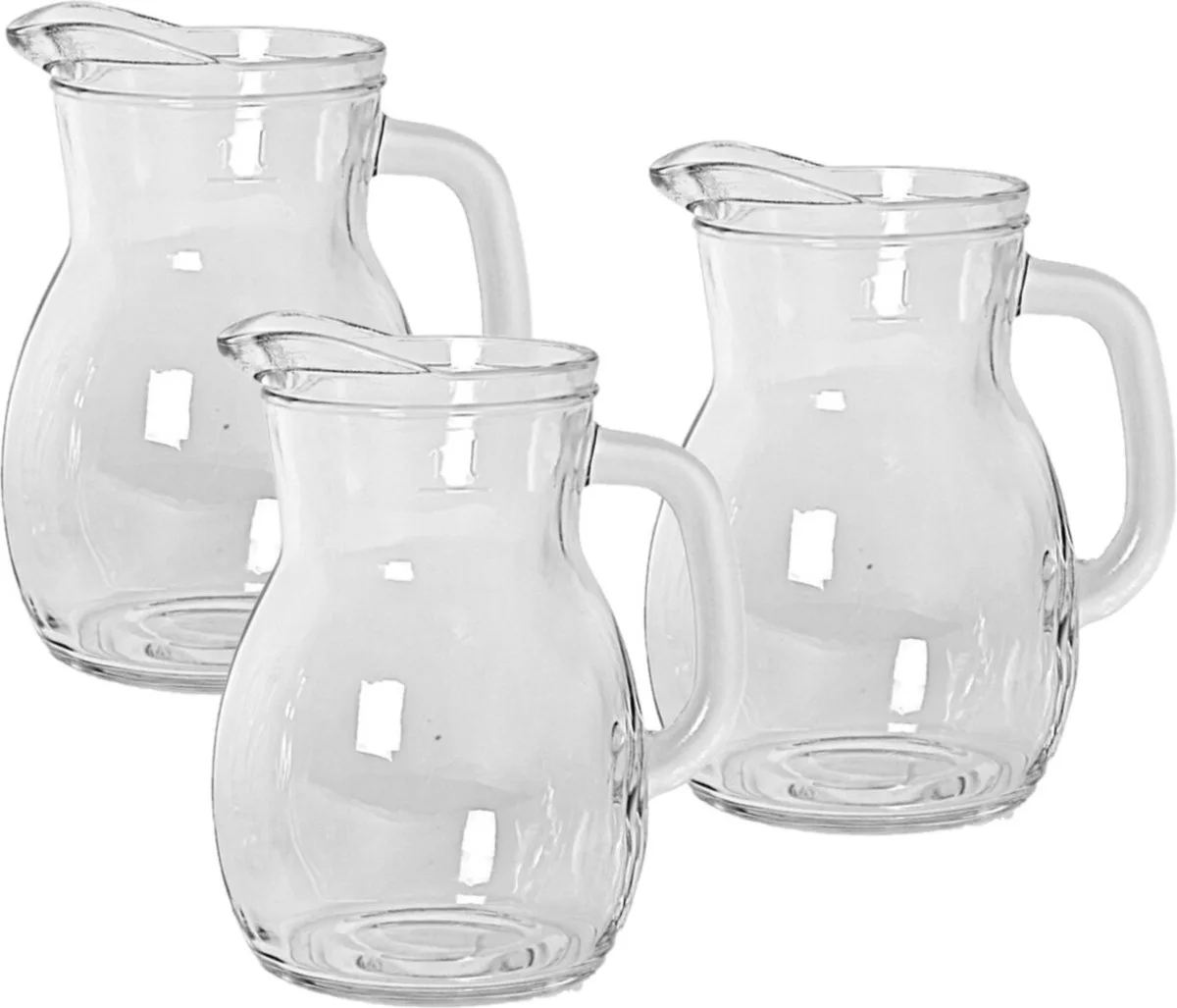 Sapkan/waterkan karaf klein - 3x stuks - 500 ml - glas - schenkkannen - 12 x 10 x 14 cm van Bormioli Rocco in Transparant – productfoto
