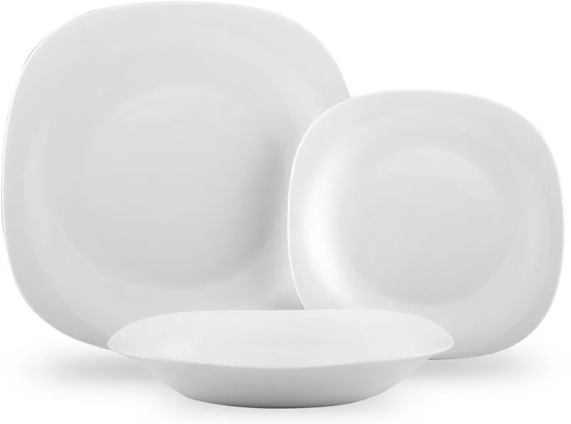 Servies voor 6 personen, vierkant, 18-delig, vaatwasmachinebestendig fra Bormioli Rocco i Hvid – produktbillede