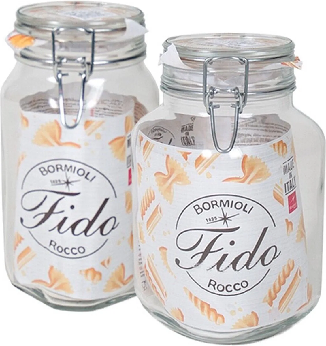 Set van 2x weckpotten/inmaakpotten 2 liter/1,5 liter met beugelsluiting - voorraadpotten de Bormioli Rocco en Transparent – photo produit