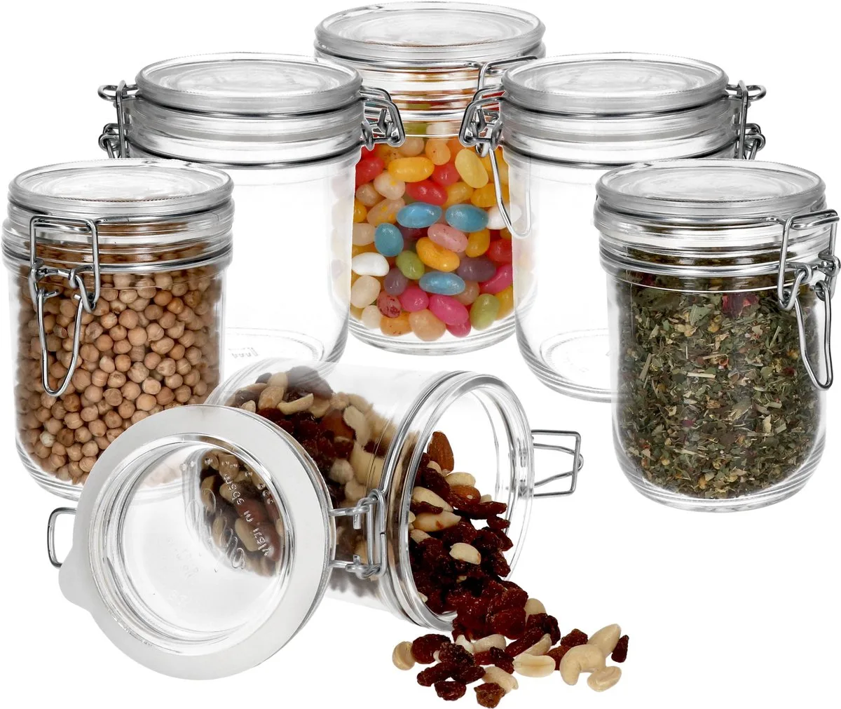 Set van 6 Ambala Fido inmaakpotten rond 50cl de Bormioli Rocco en Transparent – photo produit