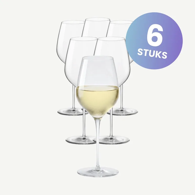 Tre Sensi Wijnglazen 30,5 cl / 305 ml | Set van 6 Stuks | Geschikt voor Witte Wijn | Vaatwasserbestendig | Voor Thuis en Horeca by Bormioli Rocco in Glas – product photo