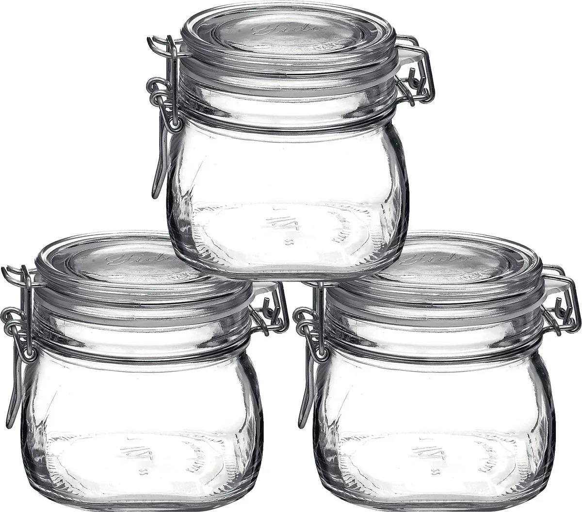 Voorraad/weckpot - 10x stuks - glas - 10 x 10 cm - 500 ml van Bormioli Rocco in Transparant – productfoto