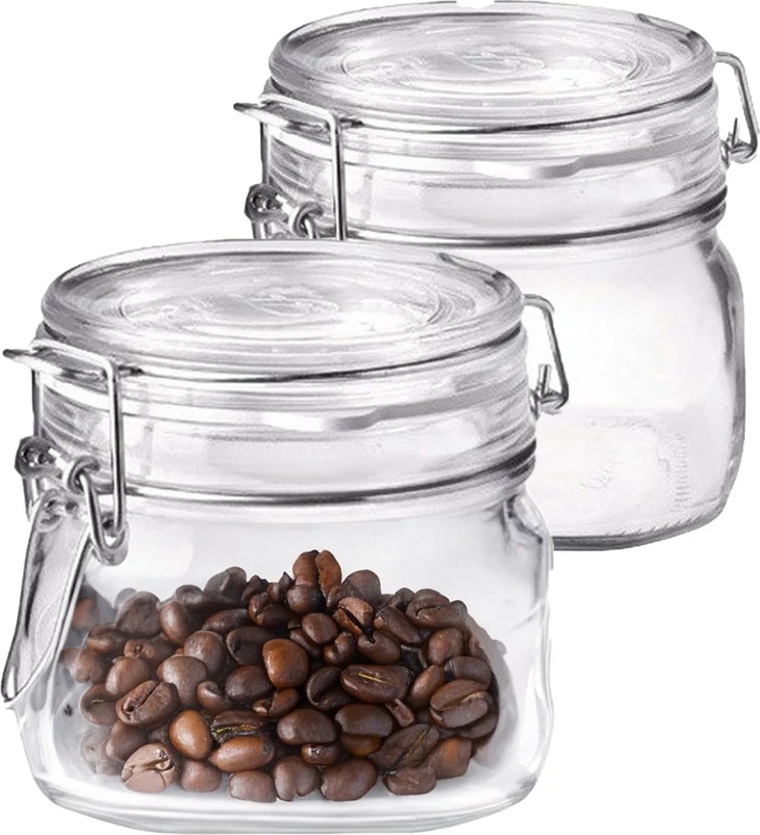 Voorraad/weckpot - 2x - glas - 10,5 x 10 cm - 500 ml van Bormioli Rocco in Transparant – productfoto