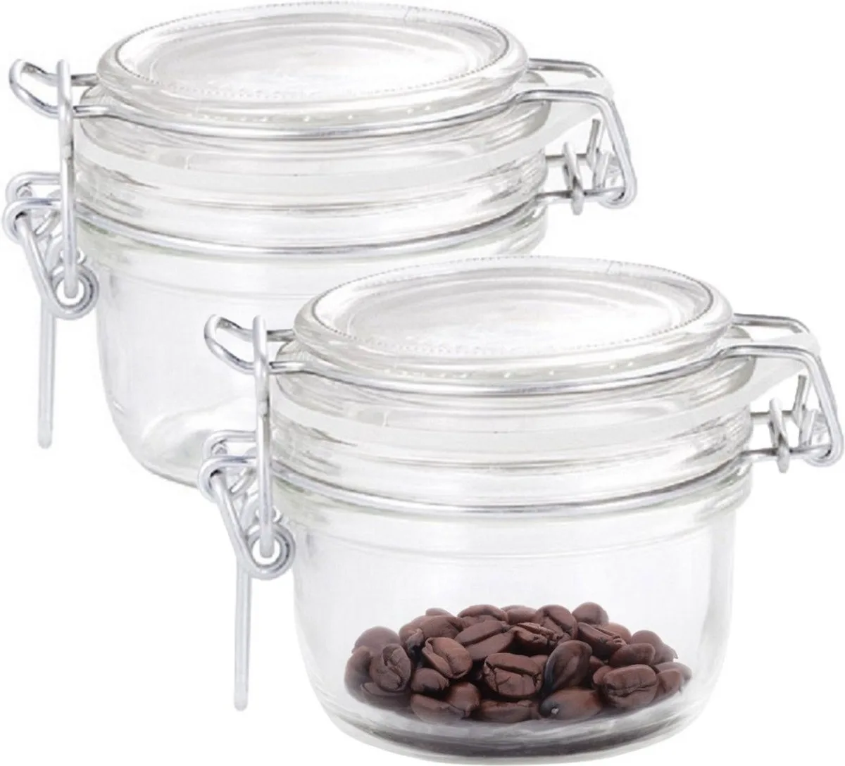 Voorraad/weckpot - 2x - glas - 8 x 7 cm - 125 ml van Bormioli Rocco in Transparant – productfoto
