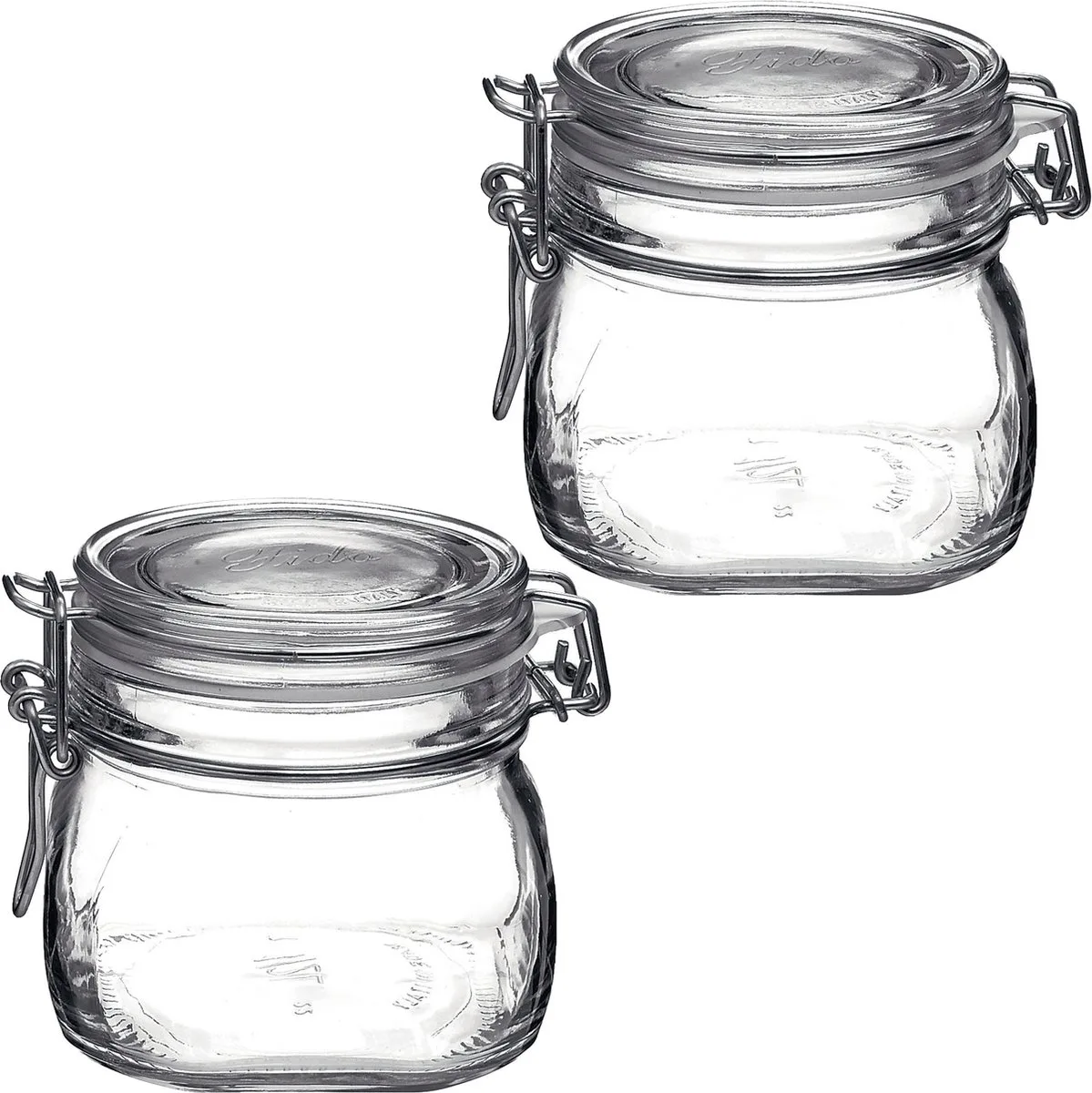 Voorraad/weckpot - 2x stuks - glas - 10 x 10 cm - 500 ml de Bormioli Rocco en Transparent – photo produit