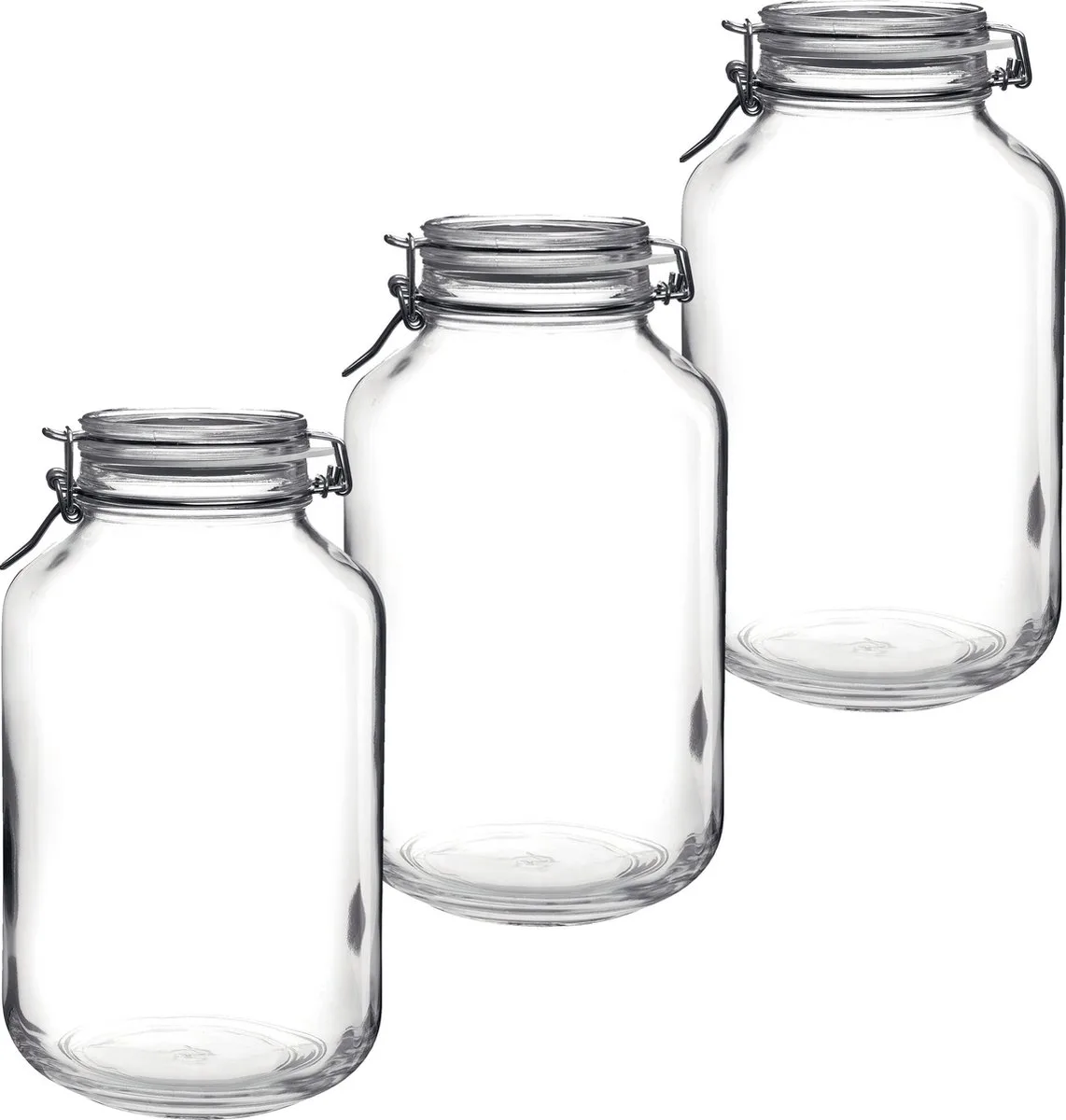 Voorraad/weckpot - 3x stuks - glas - 28 x 15 cm - 4 L van Bormioli Rocco in Transparant – productfoto
