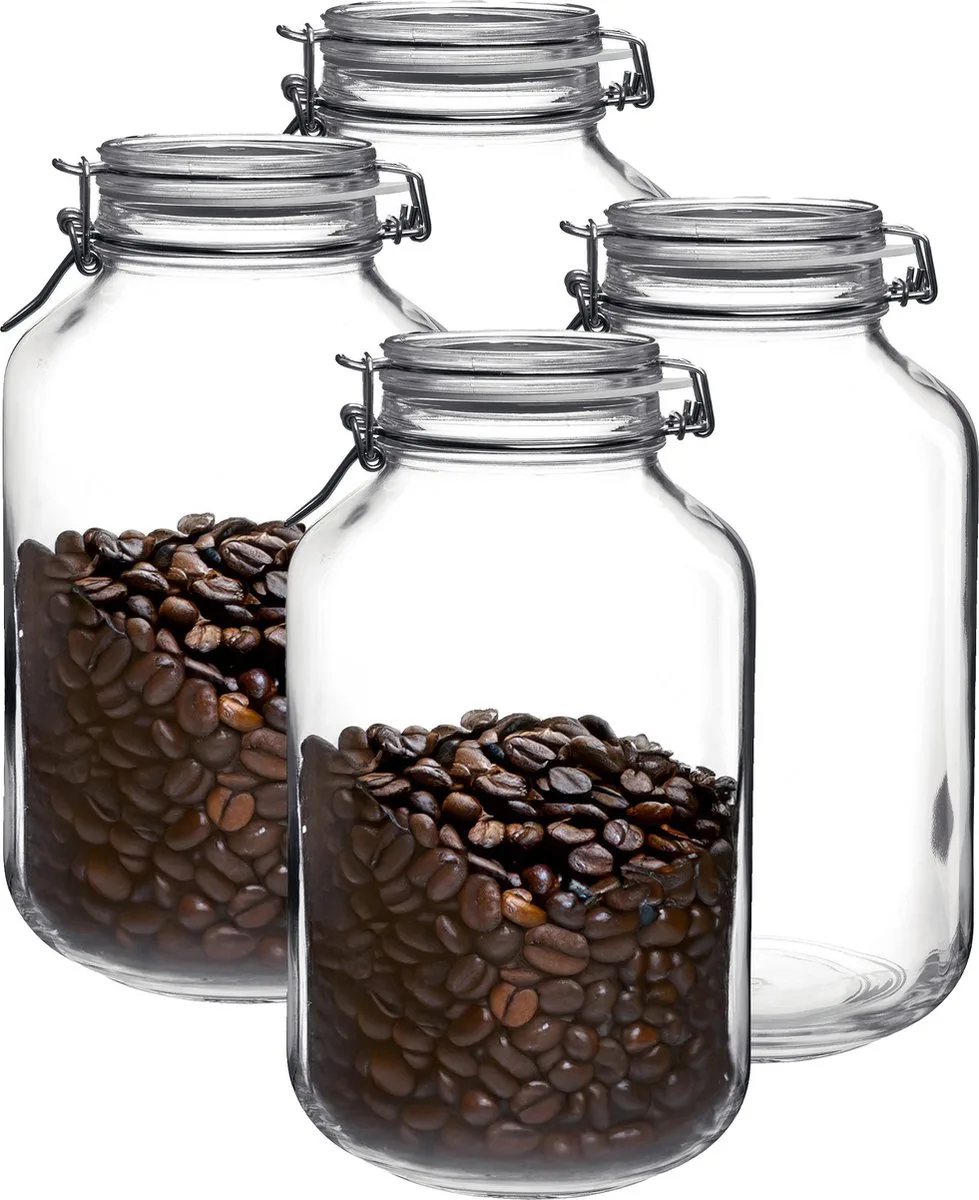 Voorraad/weckpot - 4x - glas - 28 x 15 cm - 4 L by Bormioli Rocco in Transparent – product photo
