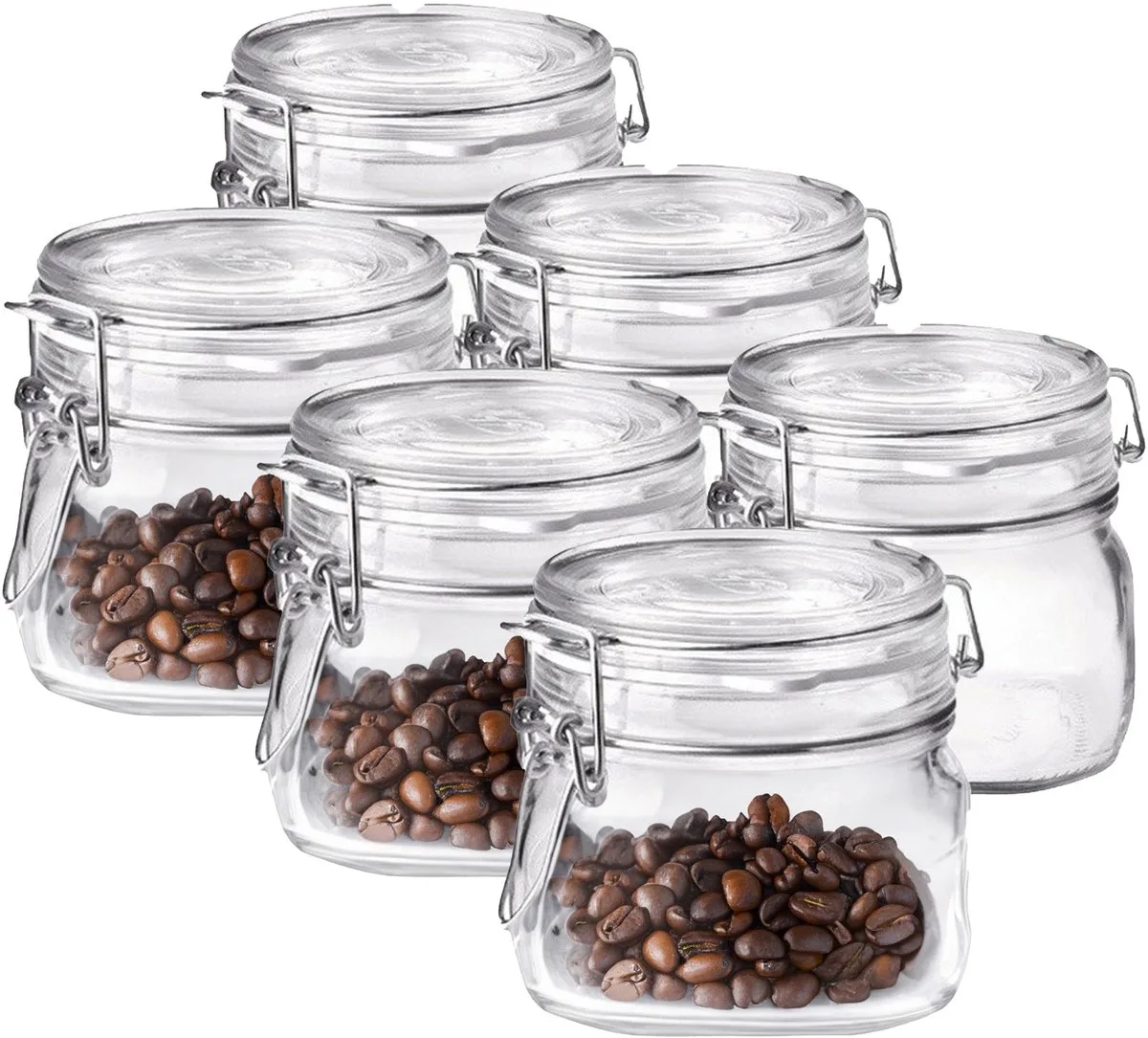 Voorraad/weckpot - 6x - glas - 10,5 x 10 cm - 500 ml van Bormioli Rocco in Transparant – productfoto