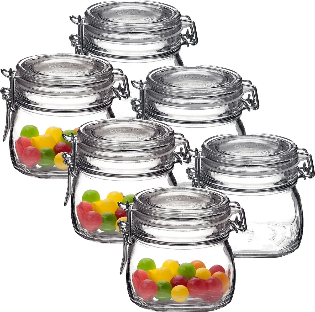 Voorraad/weckpot - 6x - glas - 10 x 10 cm - 500 ml van Bormioli Rocco in Transparant – productfoto