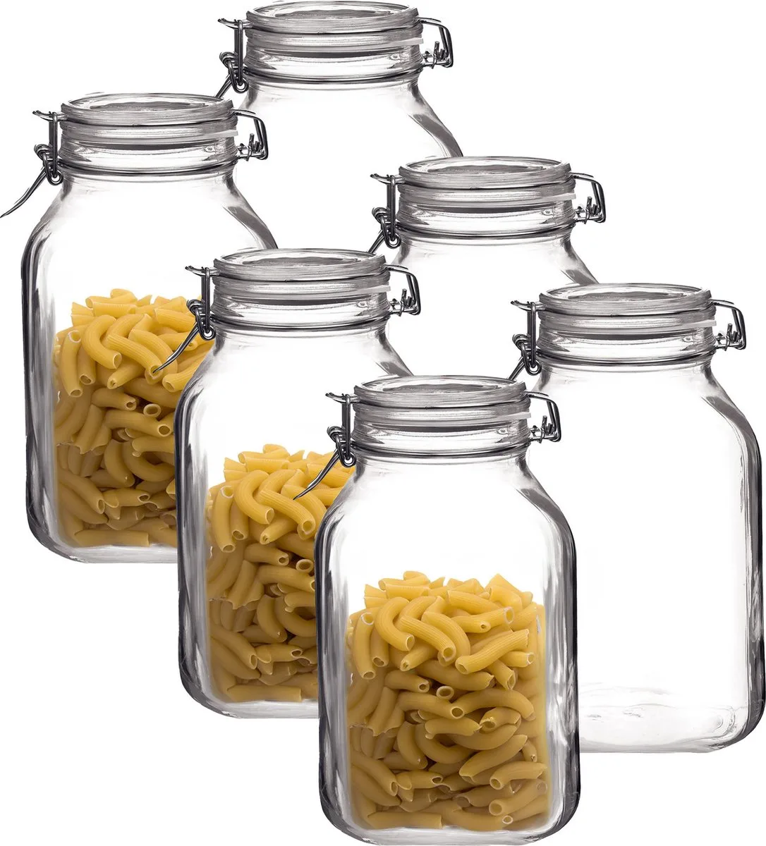 Voorraad/weckpot - 6x - glas - 24 x 14 cm - 3 L van Bormioli Rocco in Transparant – productfoto