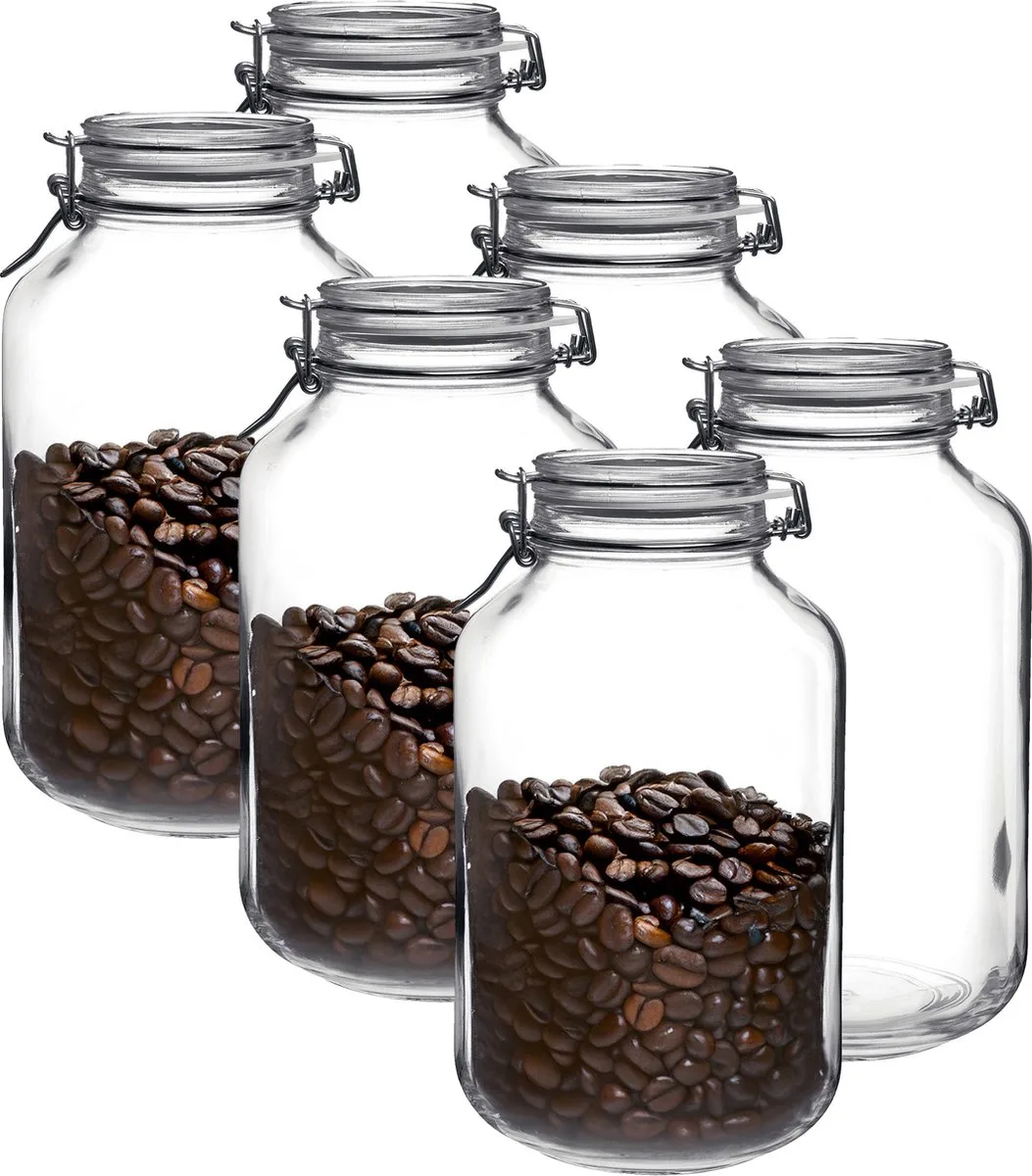 Voorraad/weckpot - 6x - glas - 28 x 15 cm - 4 L de Bormioli Rocco en Transparent – photo produit