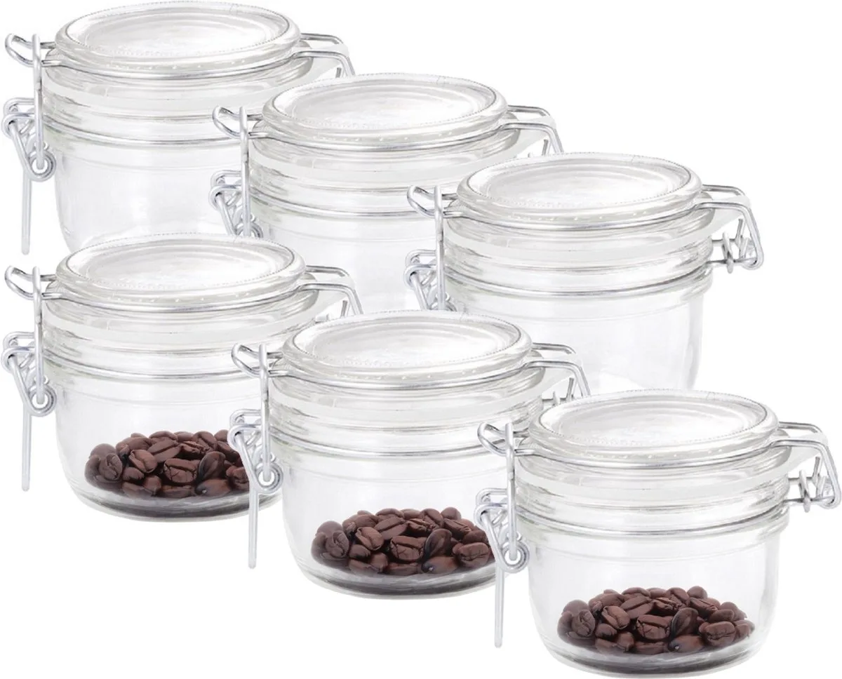 Voorraad/weckpot - 6x - glas - 8 x 7 cm - 125 ml van Bormioli Rocco in Transparant – productfoto