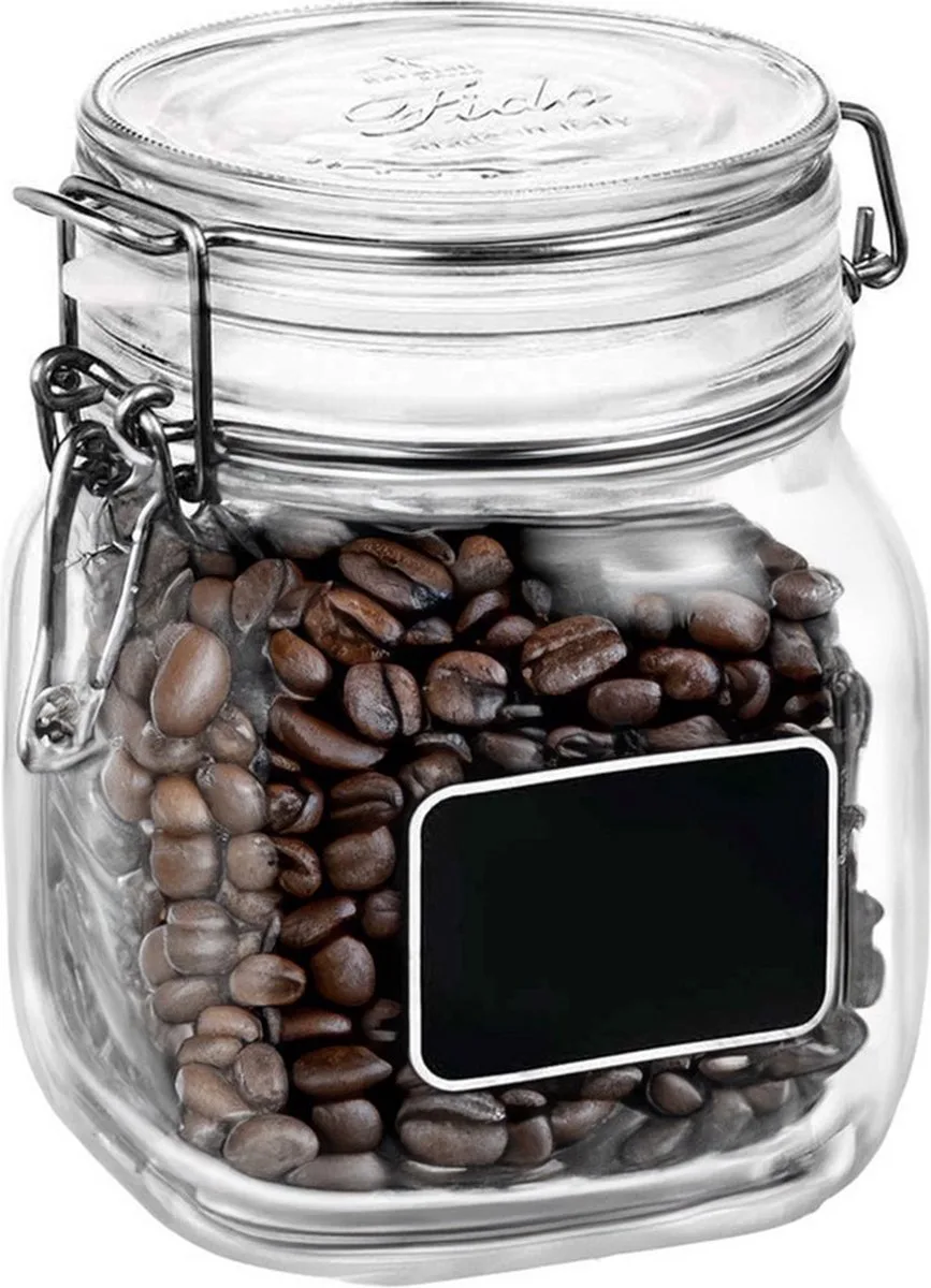 Voorraad/weckpot - glas - krijtplaatje - 13,6 x 10,6 cm - 750 ml von Bormioli Rocco in Transparent – Produktfoto