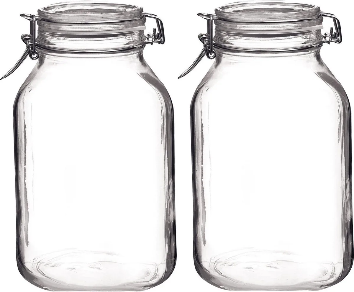 Voorraad/weckpot - Set van 2x stuks - glas - 24 x 14 cm - 3 L de Bormioli Rocco en Transparent – photo produit