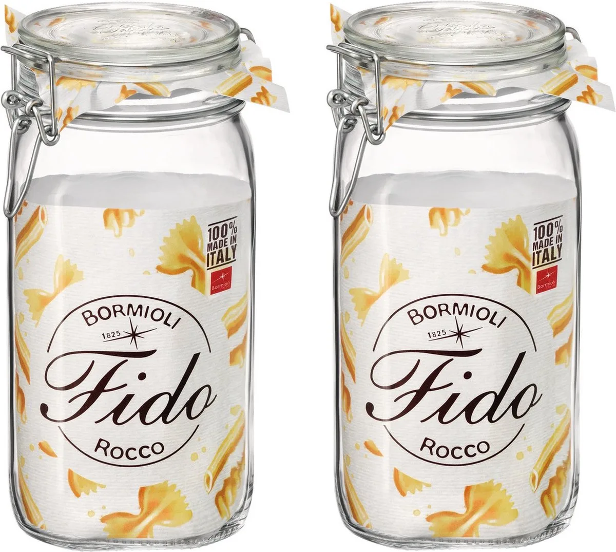 Voorraad/weckpot - Set van 6x stuks - glas - 22 x 10 cm - 1,5 L de Bormioli Rocco en Transparent – photo produit