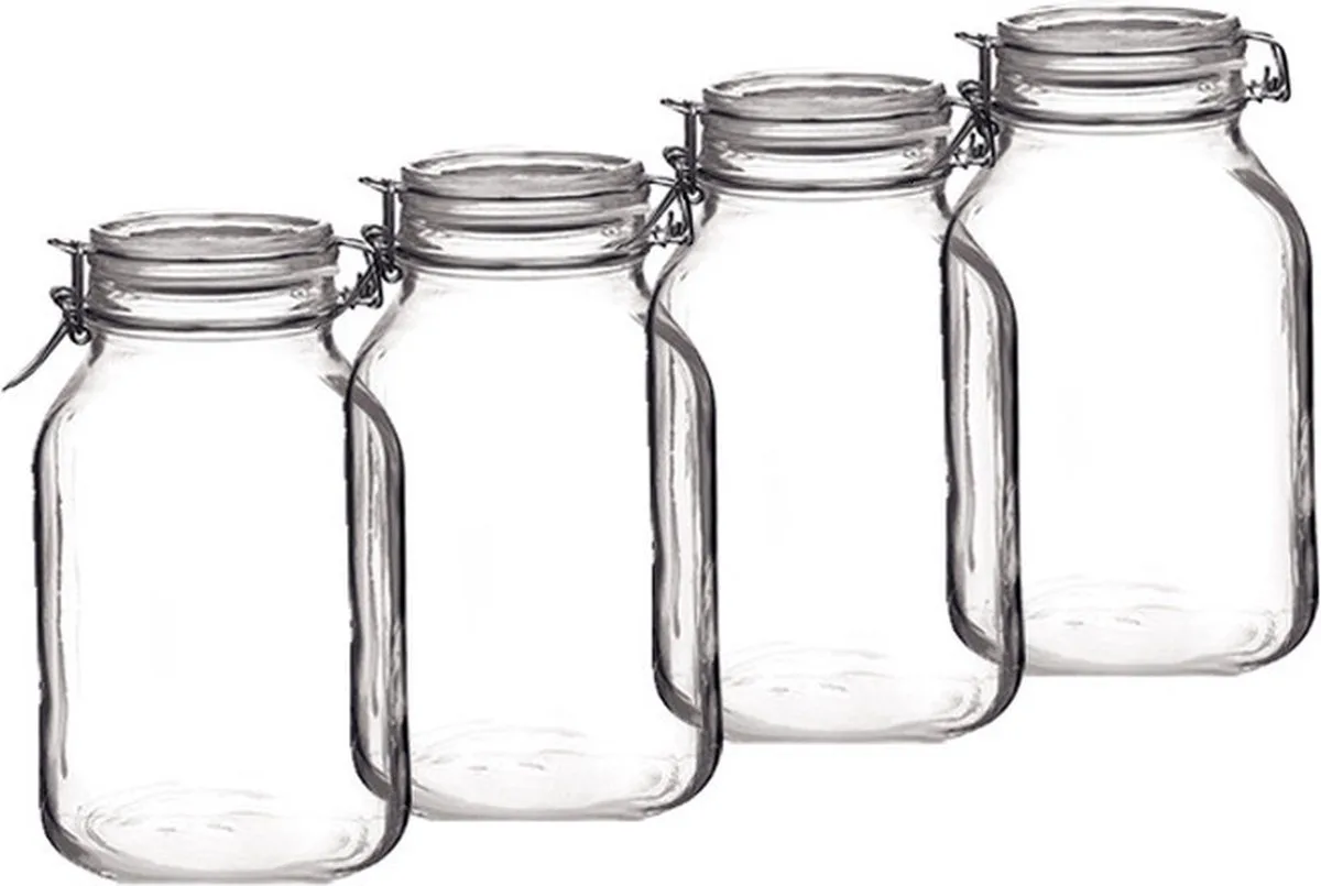 Voorraad/weckpot - Set van 8x stuks - glas - 24 x 14 cm - 3 L de Bormioli Rocco en Transparent – photo produit