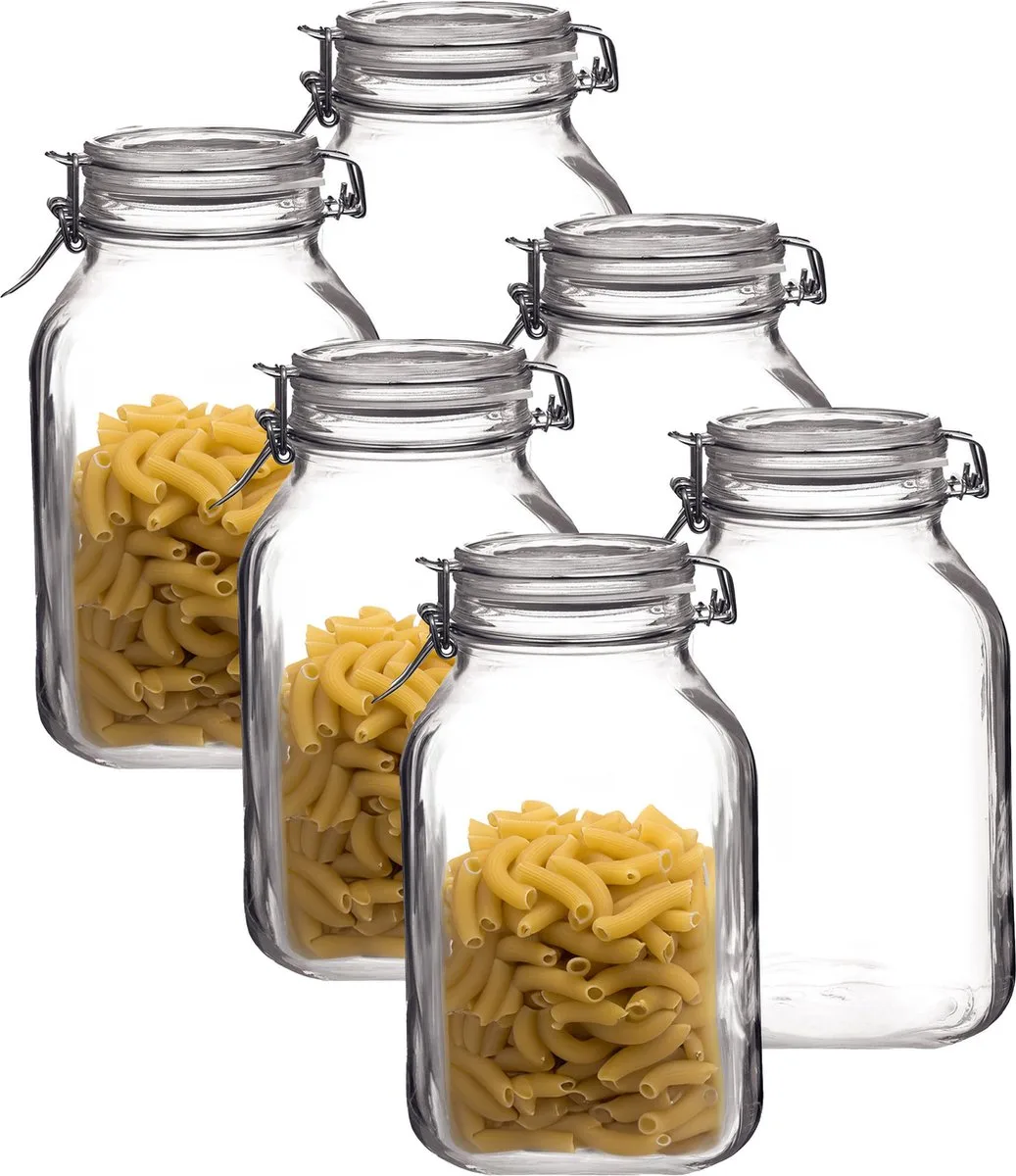 Voorraadpot / weckpot - 6x - glas - 21 x 13 cm - 2 Liter - keuken - voedsel - bewaren von Bormioli Rocco in Transparent – Produktfoto