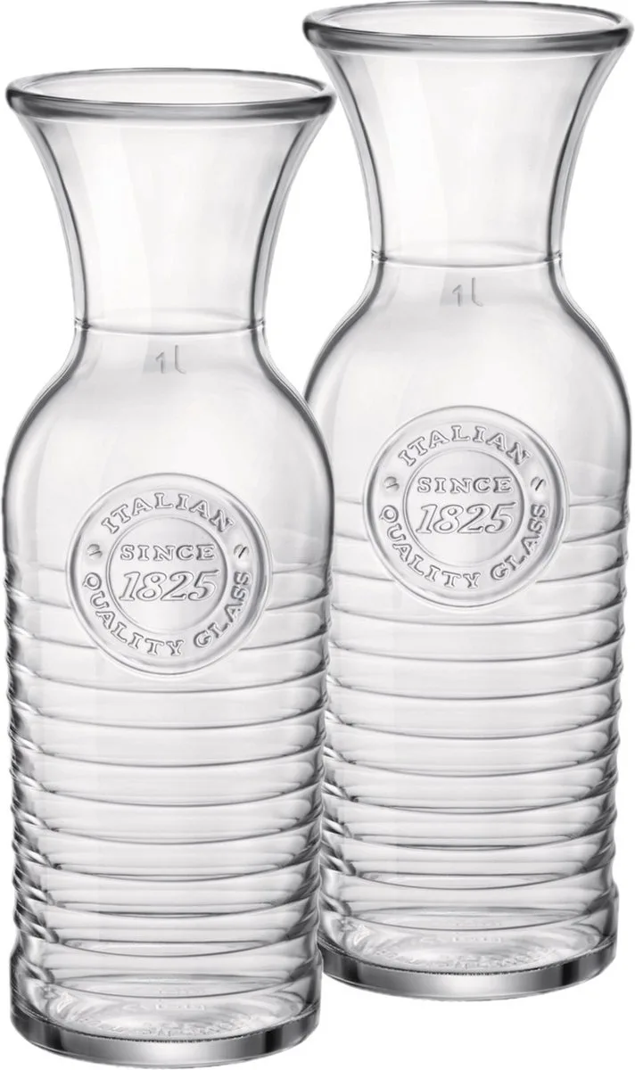 water/wijn schenkkan/karaf - 2x stuks - 1 liter - Glas - Sapkan - Waterkan de Bormioli Rocco en Transparent – photo produit